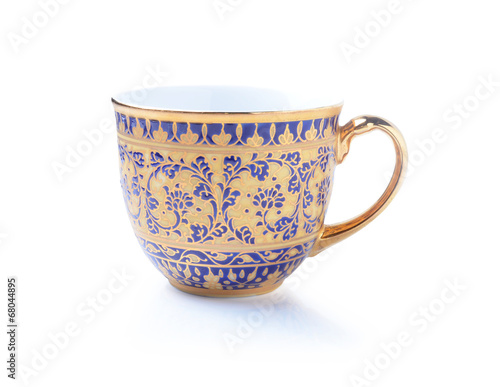 porcelain tea cup on white background