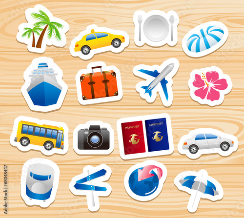 tourism icons on wooden board Vector