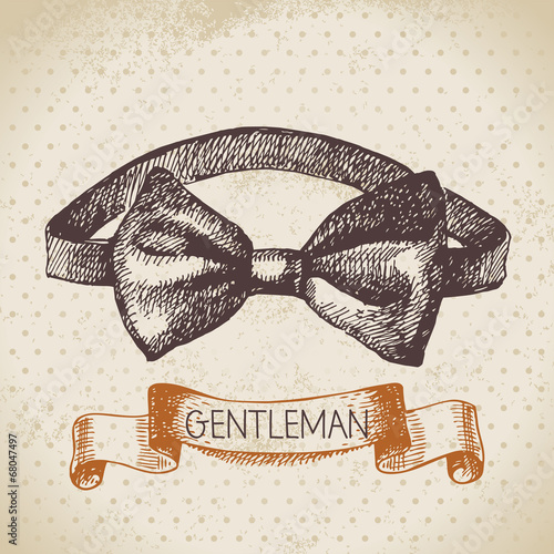 Sketch gentlemen accessory. Hand drawn men illustration