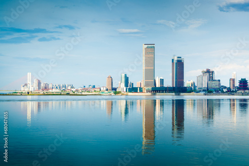 shanghai skyline with reflection,China