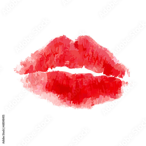 Lipstick kiss on white