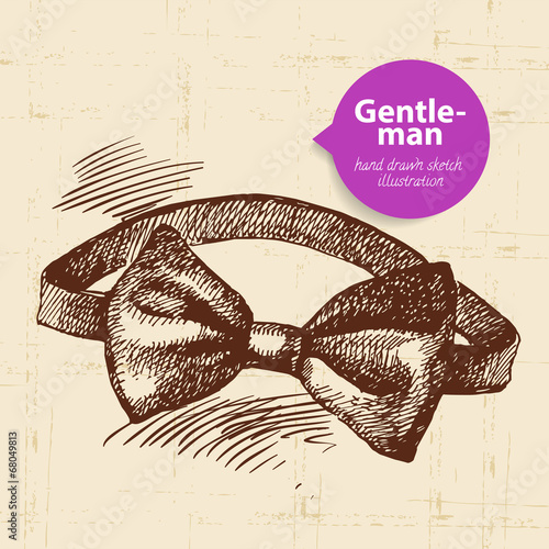 Sketch gentlemen accessory. Hand drawn men illustration