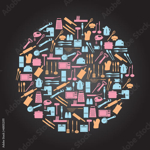 kitchen equipment and cooking utensils icons eps10