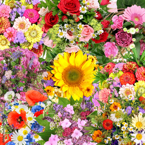 Background with flower bouquets photo