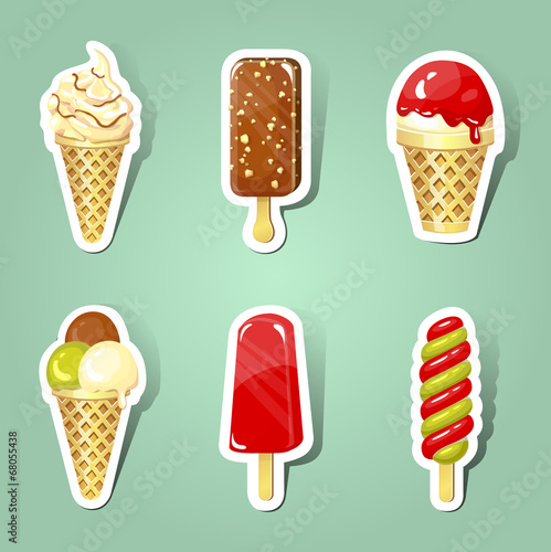 Set of sweet ice cream stikers. Part 2