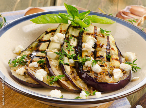 Grilled eggplant slices on a plate