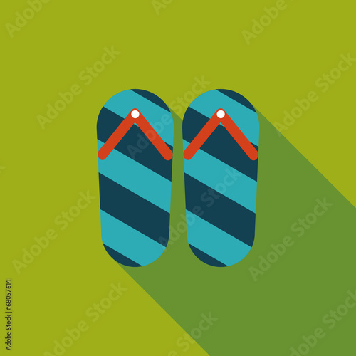 flip flop flat icon with long shadow