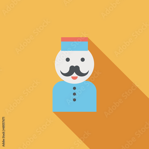 Hotel bellhop flat icon with long shadow