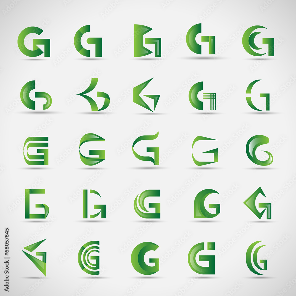 Letter Icons Set - Isolated On Gray Background Letter Icons Set - Isolated On Gray Background