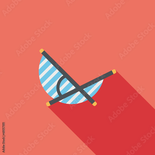 Lounger Beach Sunbed Chair flat icon with long shadow