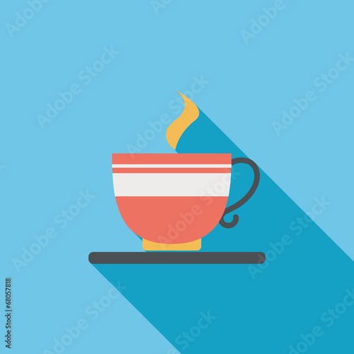 coffee flat icon with long shadow