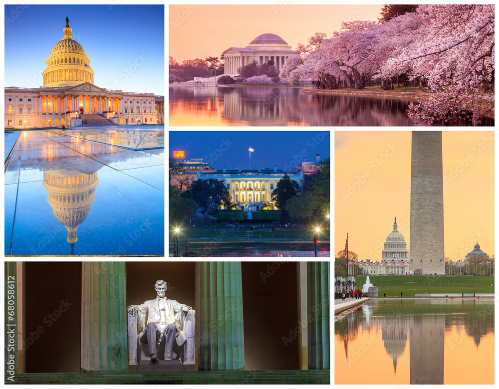 Washington DC famous landmarks picture collage Stock Photo Adobe Stock