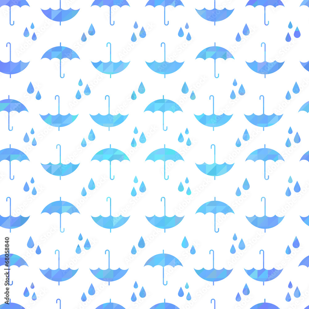 Fototapeta premium Cute autumn seamless pattern with a set of flat umbrellas