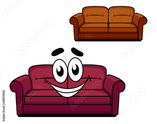 Happy cartoon upholstered couch