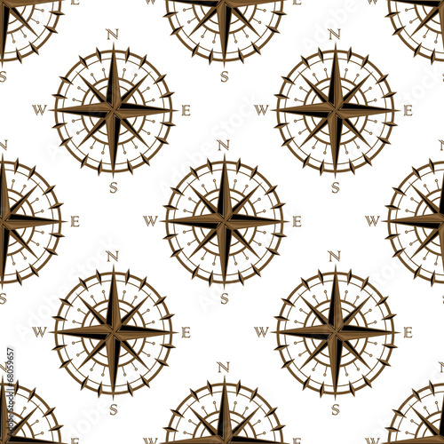 Vintage compass seamless pattern