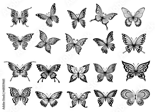 Set of twenty butterflies