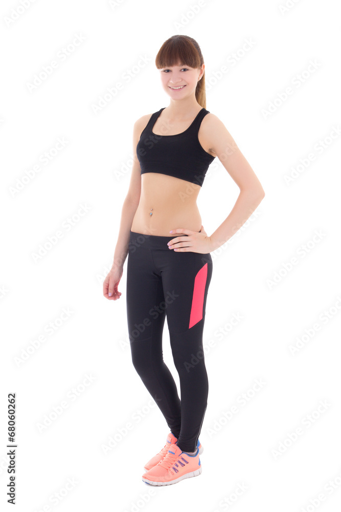 young woman in sports wear isolated on white young woman in sports wear isolated on white