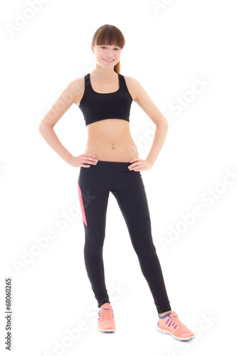 teenage girl in sports wear isolated on white