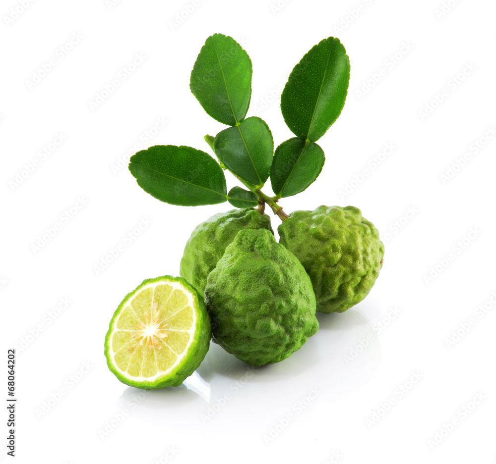 Kaffir lime on white background Kaffir lime on white background