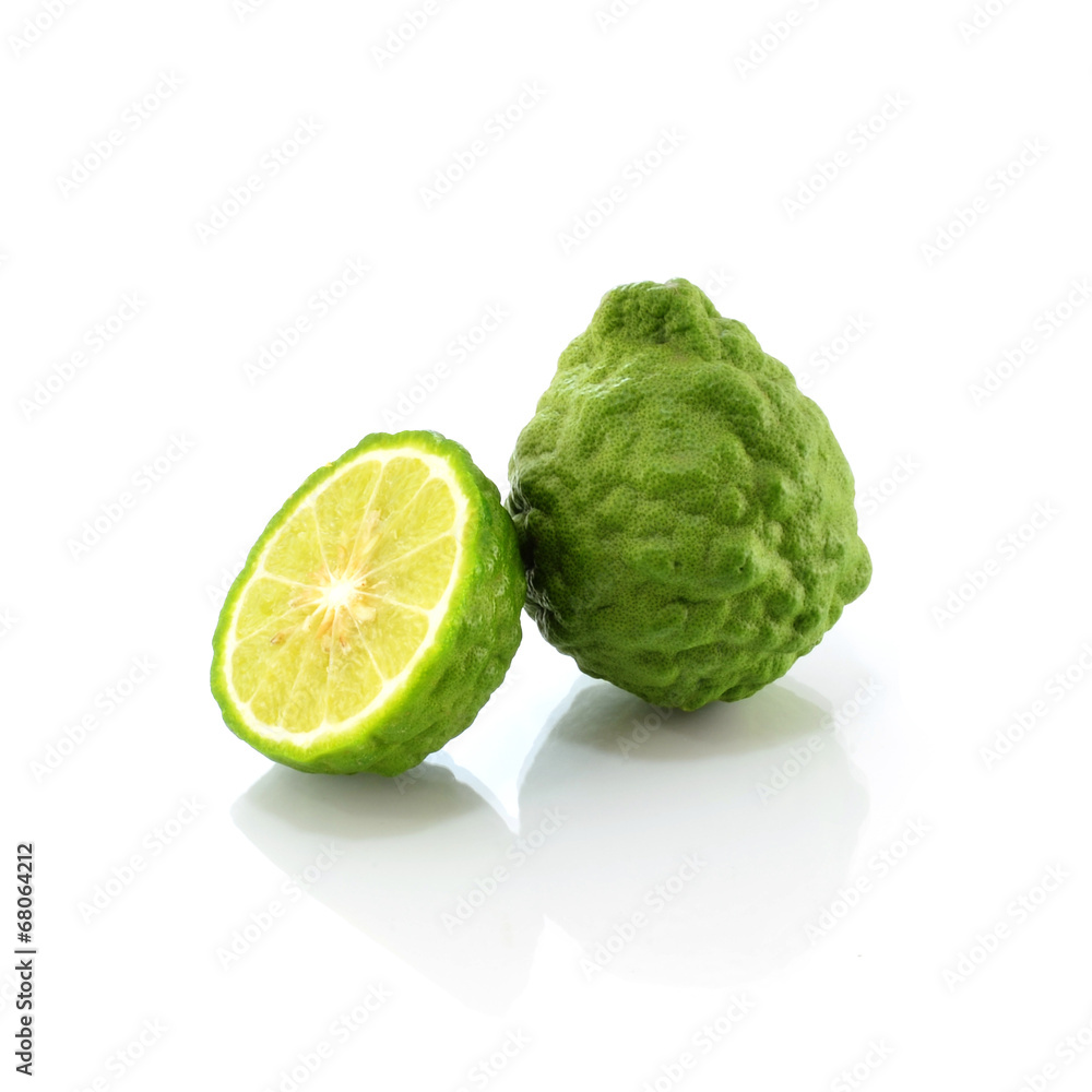 Kaffir lime on white background Kaffir lime on white background