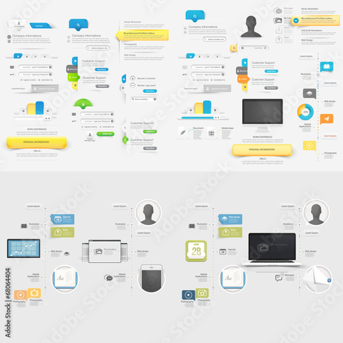Collection:Set of Infographic and navigation elements with icons