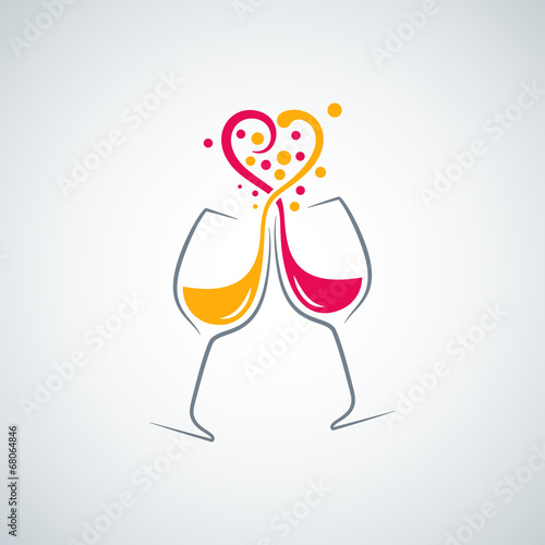 red and white wine love concept background