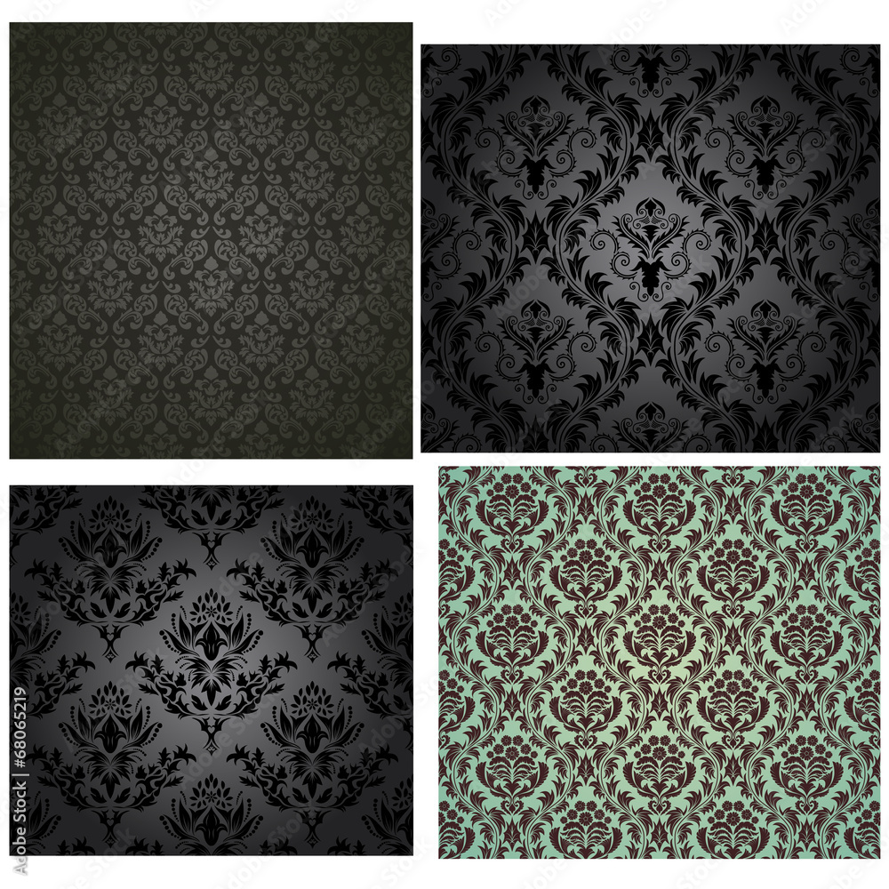Damask seamless pattern set Damask seamless pattern set