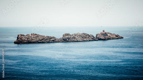 Isolated rocks in the Adriatic Sea near Dubrovnik