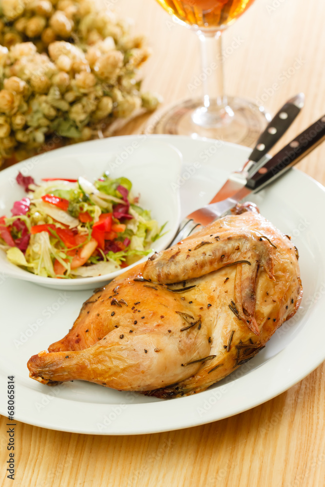 quail with salad quail with salad