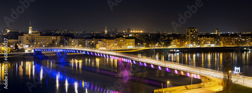 Rainbow bridge in Novi Sad, Serbia at night.