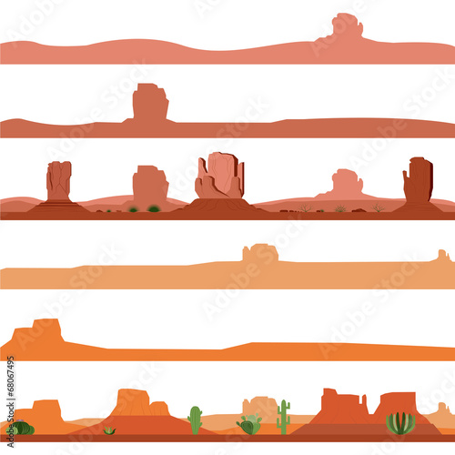 Set of America Desert Landscape