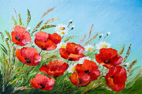 Fototapeta Naklejka Na Ścianę i Meble -  oil painting - poppies in the field
