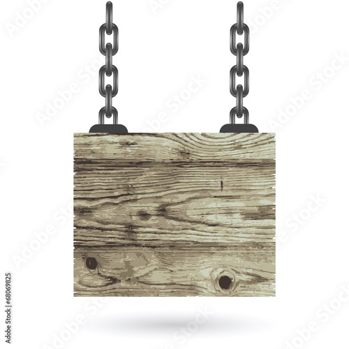 Old color wooden board with chain