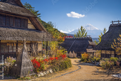 Mt. Fuji, Japan viewed from Iyashi-no-sato Village photo