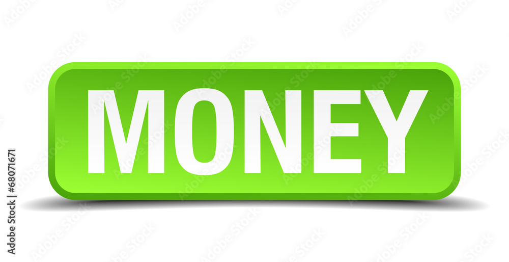 Money green 3d realistic square isolated button Money green 3d realistic square isolated button
