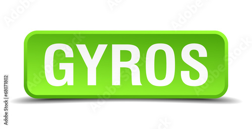 Gyros green 3d realistic square isolated button