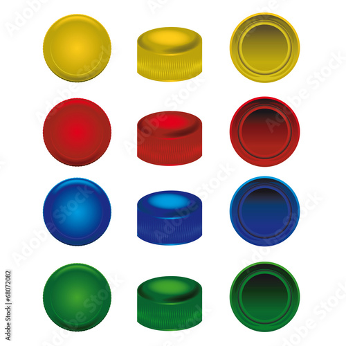 four colors plastic caps from pet bottles