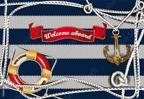 Sea background with the anchor shaped pendant