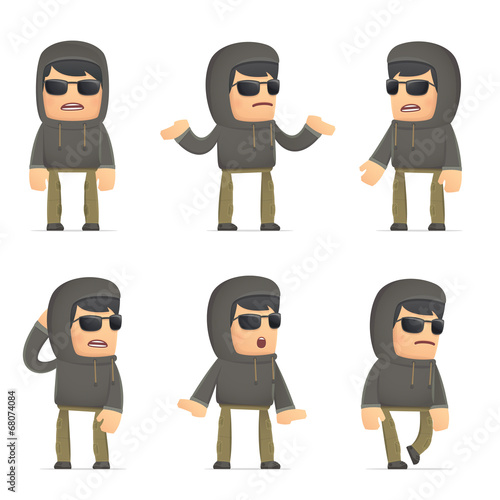 set of hacker character in different poses