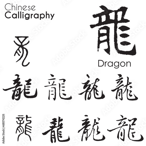 "Dragon" character in different kind of Chinese Calligraphy 