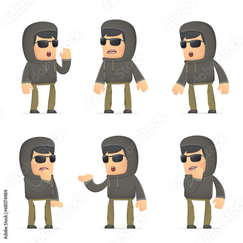 set of hacker character in different poses
