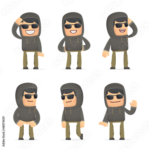 Wallpaper Mural set of hacker character in different poses Torontodigital.ca