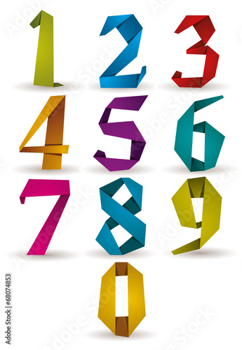 Origami style numbers set, ...