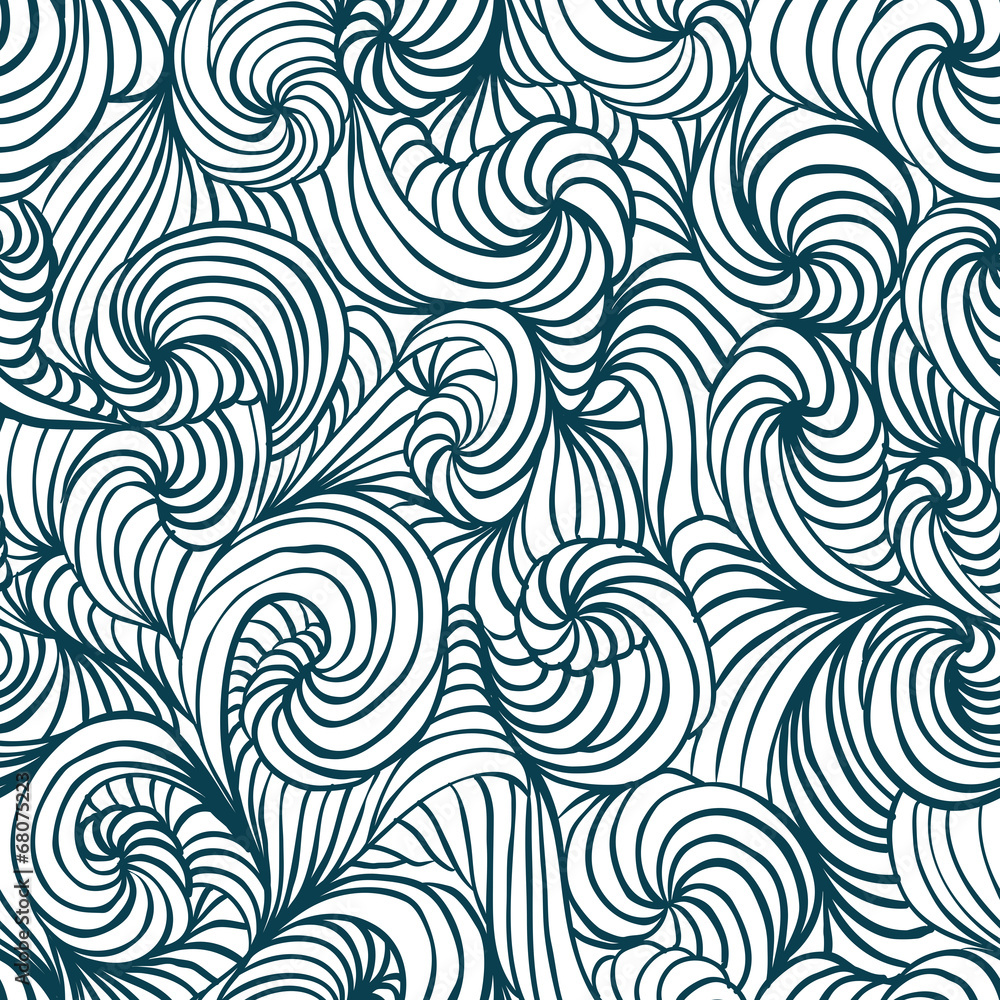 Curly lines seamless pattern, hand drawn monochrome vector Curly lines seamless pattern, hand drawn monochrome vector