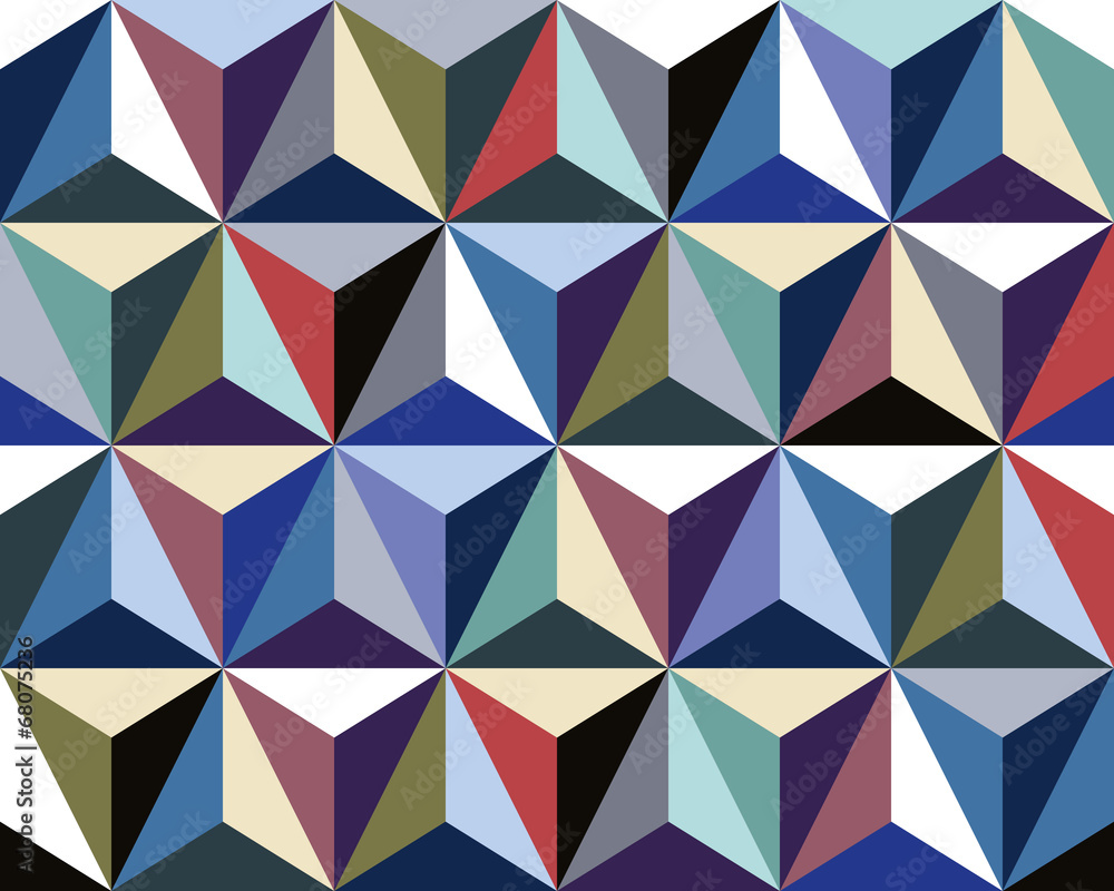 Fototapeta premium Triangles seamless pattern, colorful 3d vector background.