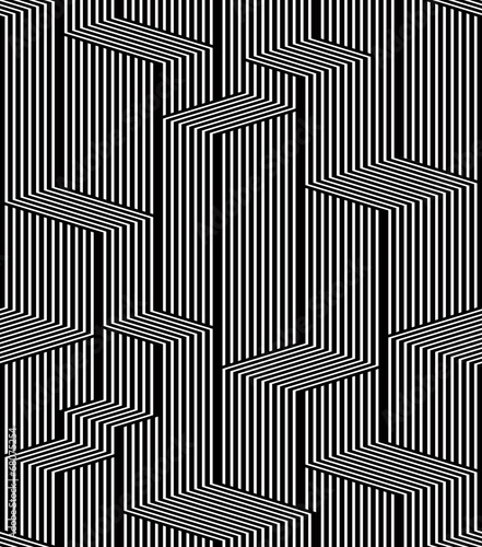 Optical lines seamless pattern, city black and white simple geom