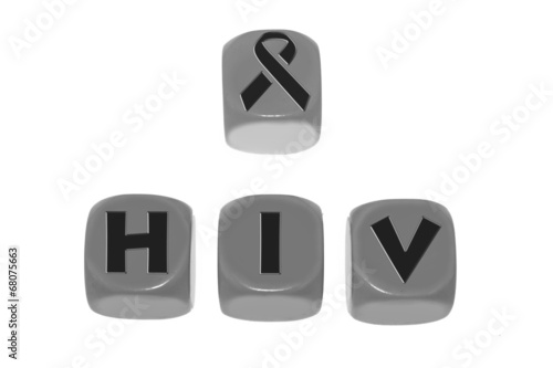 Hiv symbol with word HIV on cubes © Yogesh More