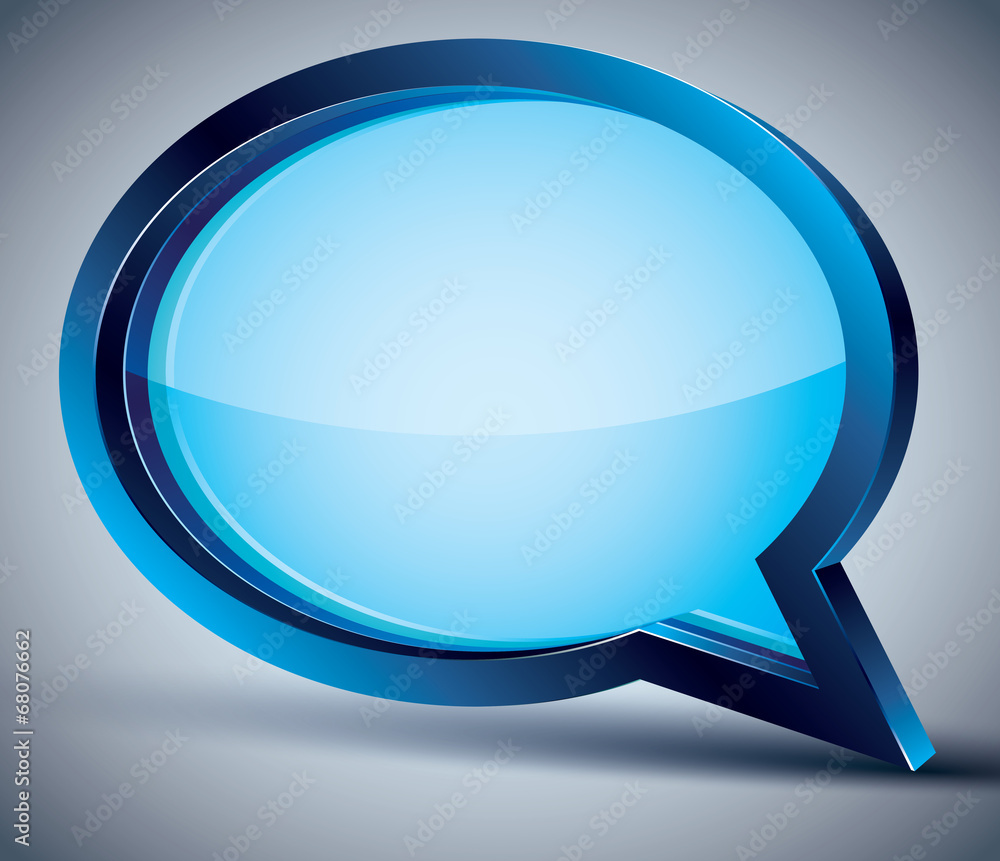 3d speech bubble with blank glass inside. 3d speech bubble with blank glass inside.