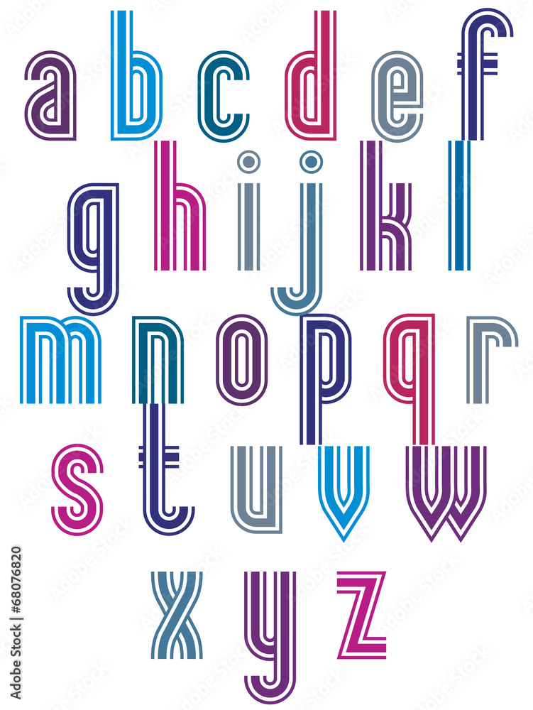 Retro style triple stripes font. Retro style triple stripes font.