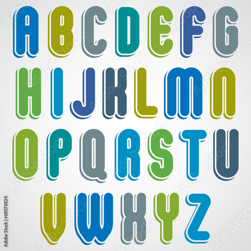 Vector rounded alphabet letters  bold and condensed font